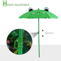 Outsunny Foldable Patio Kids Metal Picnic Table w/ Frog Umbrella Green 4-piece