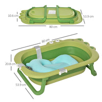 HOMCOM Baby Bath Tub for Toddler Foldable with Baby Cushion for 0-3 Years Green