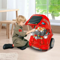 HOMCOM Kids Truck Engine Toy Set with Horn Light Car Key for 3-5 Years Old Red