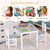 HOMCOM Kids Table and 2 Chairs Set 3 Pieces Toddler Multi-usage Desk Indoor