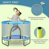 ZONEKIZ 4.6FT Trampoline with Enclosure Net Bungee Gym Blue