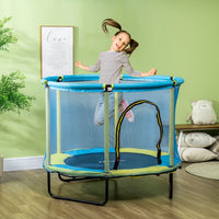 ZONEKIZ 4.6FT Trampoline with Enclosure Net Bungee Gym Blue