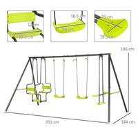 Outsunny Garden Swing Set with Double Swings Glider Swing Seats for Outdoor