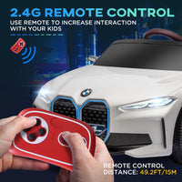 BMW i4 Licensed 12V Kids Electric Ride-On Car with Remote Control WHITE