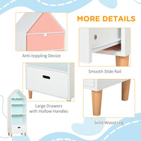 HOMCOM 142x50cm Childs Rocket Bookshelf with 3 Shelves Drawer Wood Legs White