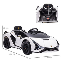 Lamborghini SIAN 12V Kids Electric Ride On Car Toy with Remote Control WHITE