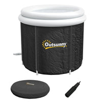 Outsunny Portable Cold Water Therapy Tub Ice Bath with Thermo Lid Black