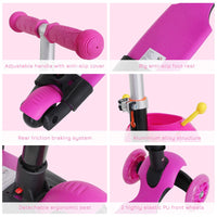 HOMCOM 5-in-1 Kids Baby Toddler Kick Scooter Removable Seat Height Adjustable