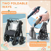 HOMCOM Foldable Baby Pushchair with Fully Reclining Backrest From Birth to 3 Years Grey