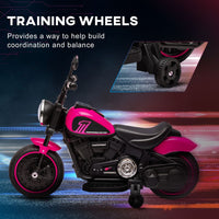 HOMCOM 6V Electric Motorbike with Training Wheels Toddler One-Button Start PINK