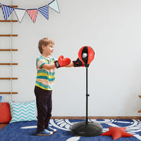 HOMCOM Childs Boxing Punch Ball Set Adjustable with Gloves Fillable Base Handle