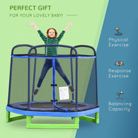 HOMCOM 7FT Kids Trampoline Mini Bouncer W/ Enclosure Ages 3-12 Year Blue