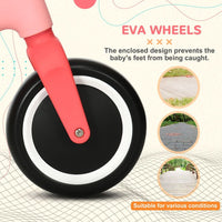 AIYAPLAY Baby Balance Bike Children Bike Adjustable Seat Wide Wheels Pink