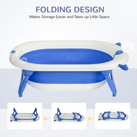HOMCOM Foldable Baby Bath Tub Ergonomic with Temperature-Induced Water Plug BLUE