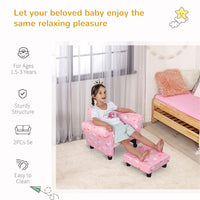 HOMCOM Children Armchair Cute Cloud Star Kids Mini Seat Wood with Footrest Padding Pink