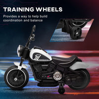 HOMCOM 6V Electric Motorbike with Training Wheels Toddler One-Button Start WHITE