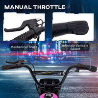 HOMCOM 24V Kids Electric Motorbike with Twist Grip Throttle Music Horn Pink