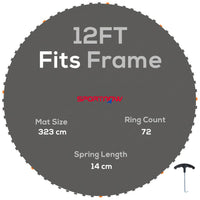 SPORTNOW Trampoline Mat with 72 V-Hooks for 12FT Trampoline