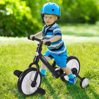 HOMCOM Kids Balance Training Bike Toy with Stabilizers For Child 2-5 Years Black