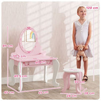 Kids' Ballet Print Vanity Set with Storage and Safety Features