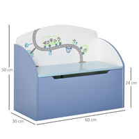 HOMCOM Kids Wooden Toy Box Children Storage Chest Bench Organiser Bedroom Blue