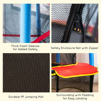 HOMCOM Trampoline for Kids with Enclosure Net Built-in Zipper Safety Pad 3-6 Years