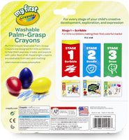 Crayola My First Washable Palm Grip Crayons 3 count Colouring for Toddlers