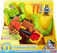 Fisher-Price Imaginext Walking Crocodile & Pirate Hook Figure Set With Projectile Launcher