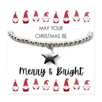 Small Merry & Bright Christmas Gift Hamper - Silver Star Bracelet, Chocolates & Candle