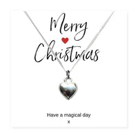 Small Merry Christmas Gift Hamper - Silver Heart Necklace, Chocolates & Candle