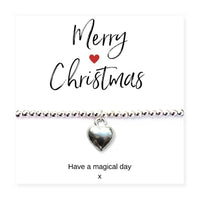 Silver Heart Bracelet & Merry Christmas Gift Card