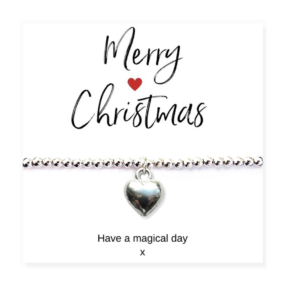 Silver Heart Bracelet & Merry Christmas Gift Card