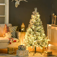 
              HOMCOM 4.5ft Artificial Flocked Christmas Tree with LED Lights, Snow Branches
            