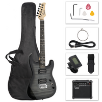 GST Stylish H-H Pickup Tiger Stripe Electric Guitar Kit with 20W AMP Bag Guitar Strap Black