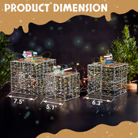
              Lighted Iridescent Gift Boxes Set of 3, Pre-lit Nestable Present Boxes Ornament with 140 LED  White Lights and Stakes for Christmas Outdoor Indoor Decor Lighted Holiday Displays
            