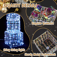 
              Lighted Iridescent Gift Boxes Set of 3, Pre-lit Nestable Present Boxes Ornament with 140 LED  White Lights and Stakes for Christmas Outdoor Indoor Decor Lighted Holiday Displays
            