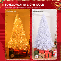 6 FT Artificial Christmas Tree with DIY 100 Warm Lights Battery Operated, 800 Branch Tips and Sturdy Metal Stand, White