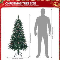 
              5 FT Artificial Snow Tipped Christmas Tree with DIY 100 Warm Lights Battery Operated, 21 Pine Cones, 800 Branch Tips and Sturdy Metal Stand, Green & Snow Tipped
            