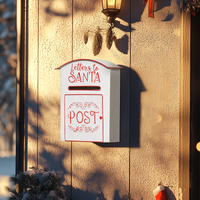 
              HOMCOM Christmas Post Box Wall Mounted Santa Mailbox for Xmas Decoration
            