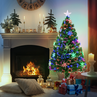 
              4FT Green Fibre Optic Artificial Christmas Tree LED Snowflakes Fireproofing
            