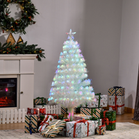 
              4 Feet Prelit Artificial Christmas Tree with Fiber Optic LED Light White
            