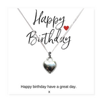 
              Happy Birthday Mini Gift Hamper with Silver Heart Necklace | Letter Box Gift For Her | Unique Gifts For Her Birthday, Thank you or Christmas UK
            