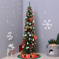 
              2.1m 7ft Artificial Pine Pencil Slim Christmas Tree 499 Branch Tips with Stand
            