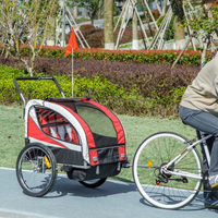 HOMCOM 2 Seat Child Bike Trailer, Baby Bicycle Trailer for 2 Kids, Red