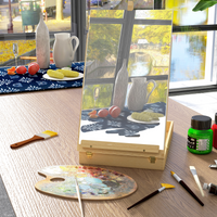 
              Vinsetto Wooden Table Easel Box Hold Canvas up to 61cm Adjustable Sketch Board
            