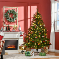 HOMCOM 6FT Pre-Lit Christmas Tree Artificial Spruce Tree Holiday D�cor Stand