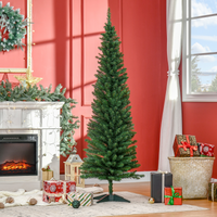 1.8m 6ft Artificial Pine Pencil Slim Tall Christmas Tree with 390 Branch Tips