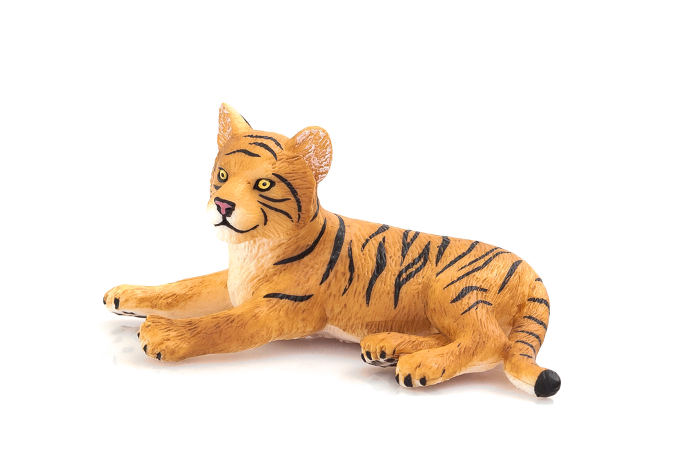 Tiger Cub Laying Down Toy Realistic Big Cat Model