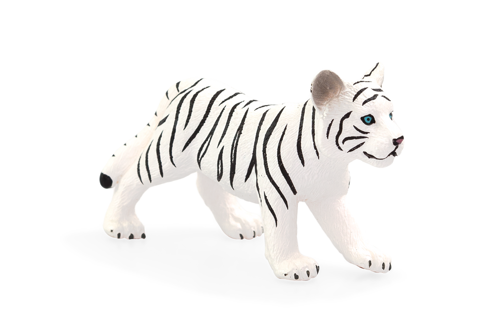 White Tiger Cub Standing Toy Realistic Big Cat Figurine