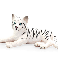 White Tiger Cub Laying Down Toy Realistic Big Cat Figurine